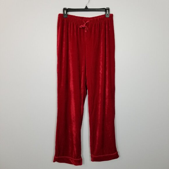 PAJAMAGRAM 2 Piece Velvet Spaghetti Strap Tank Top and Pants Red Small ~ 4502 - Picture 3 of 10